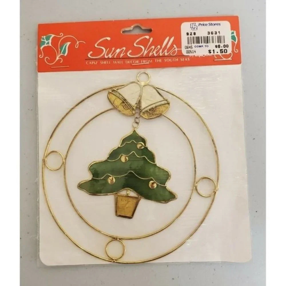 Vintage ENESCO Capiz Sun Shells Tree Xmas Ornament NIP